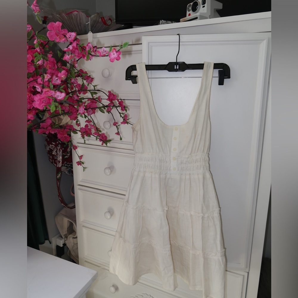 Urban Outfitters Hailey Tiered Mini Dress, off white. A line